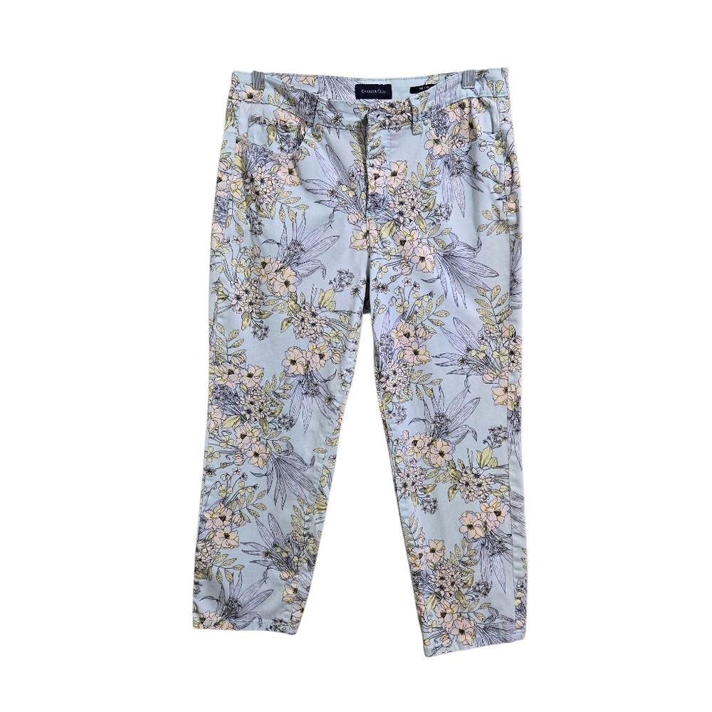 Charter Club Bristol Capri Size 8 Blue Floral Print